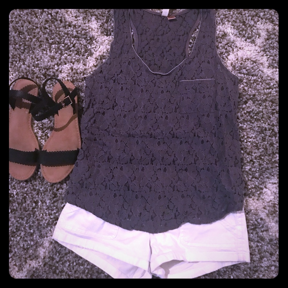 Gray lace tank top